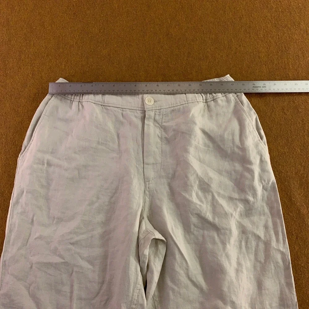 Wax London Mens 36 Beige 100% Linen Kurt Button Relaxed Trousers Pants New